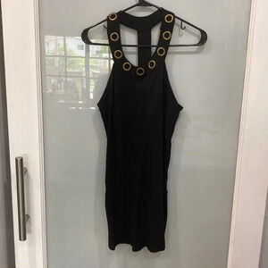 INC International Concepts Women's Black Halter Razorback Tunic Tank Top Sz M